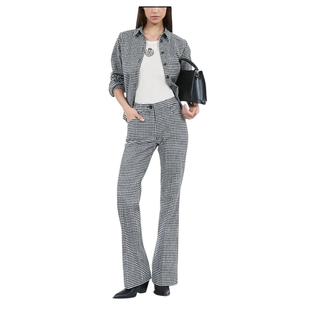 THE KOOPLES Check-Pattern Wool-Blend Trousers FR Size 36/US 4 NWT Black/White
